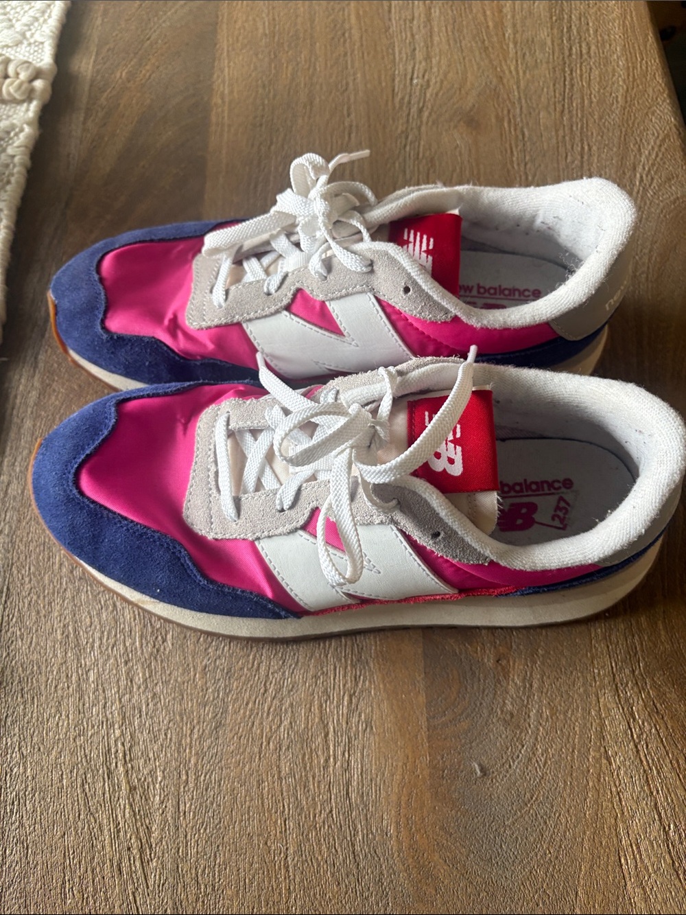 New Balance Kids Bright Pink, Navy & White Retro Runner Sneakers